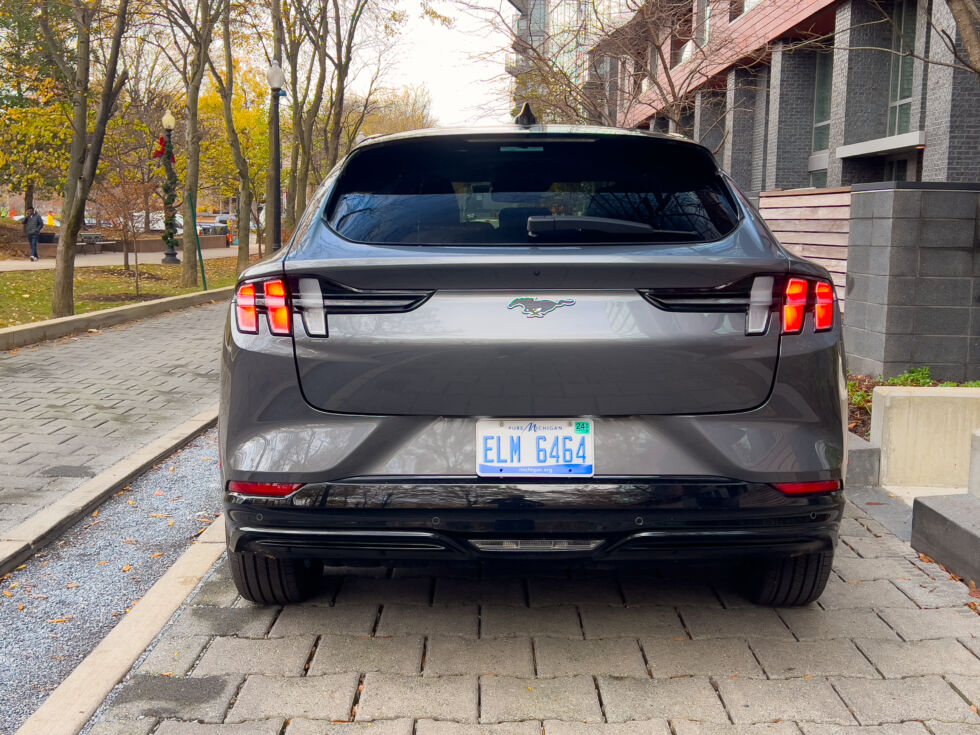 Taillights say Mustang, but the car's width and height say crossover.