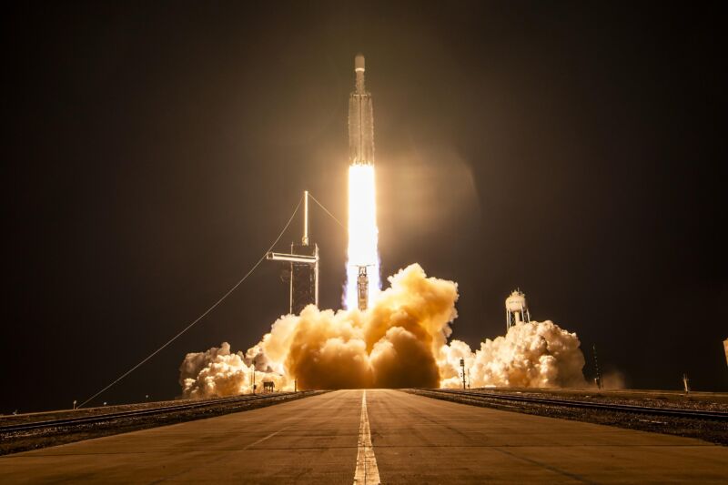 SpaceX's Falcon Heavy rocket lifted off from NASA's Kennedy Space Center in Florida on Thursday night.