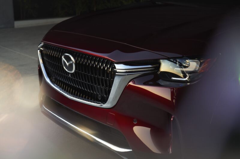 The nose of a Mazda CX-90