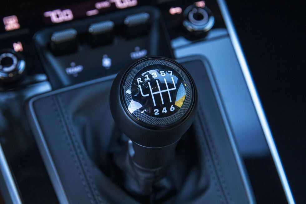 The seven-speed manual becomes familiar after a while. 