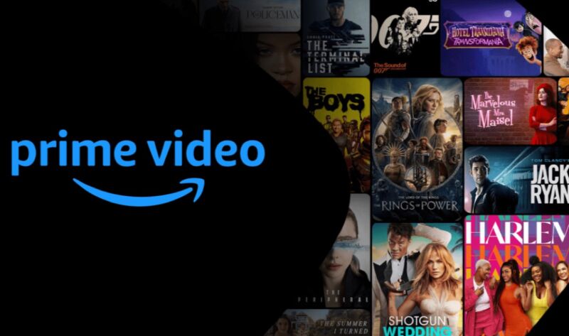 screenshot of Prime Video homepage with logo to the left