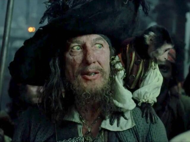 "The code is more like guidelines than actual rules": Geoffrey Rush as Captain Hector Barbossa in <em>Pirates of the Caribbean: The Curse of the Black Pearl</em> (2003).
