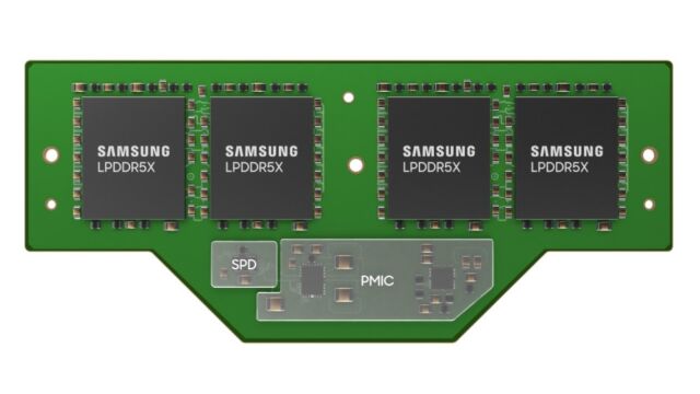 Samsung shared this rendering of a CAMM ahead of the publishing of the CAMM2 standard in September.