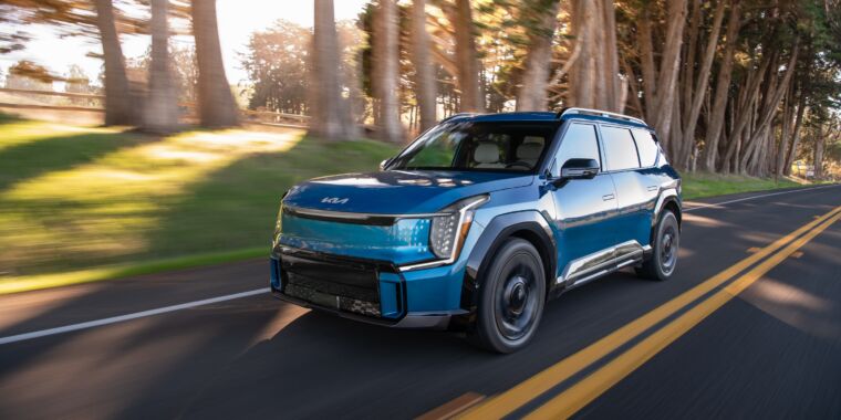 The 2024 Kia EV9, an electric three-row SUV designed with the US in mind