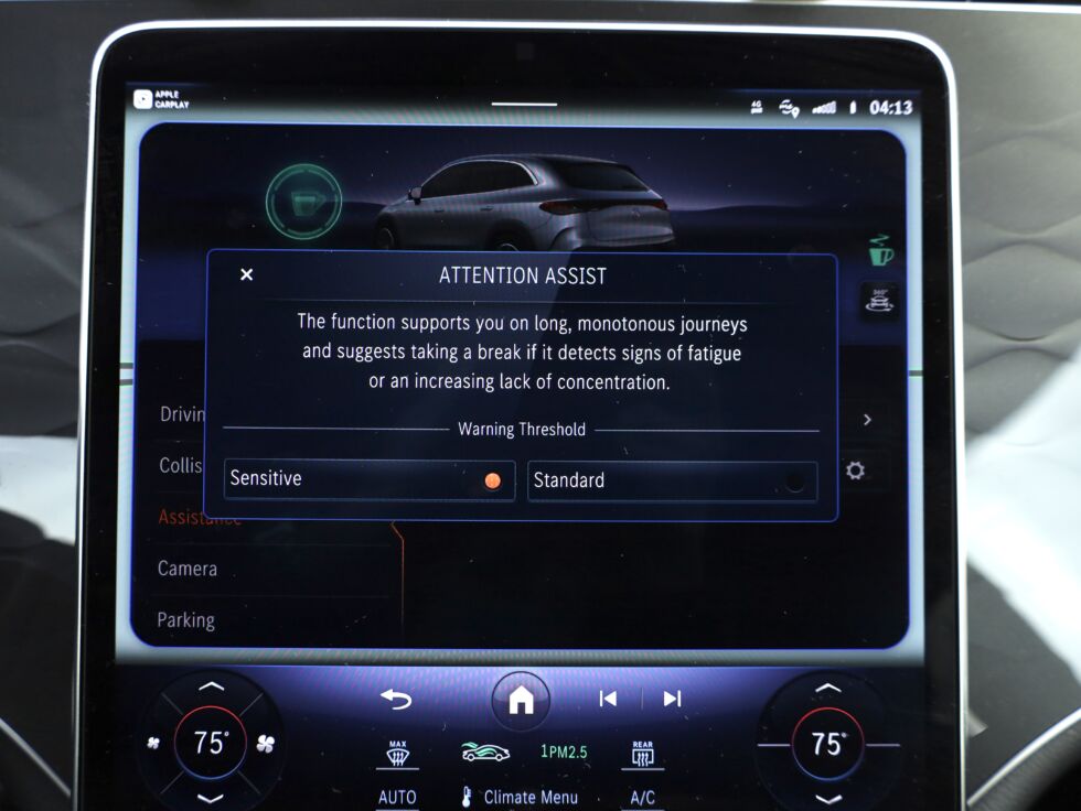 On some vehicles, like this Mercedes, you can select the sensitivity of the drowsy driver program (“Attention Assist” in this case) to have a lower or higher threshold for activation. 