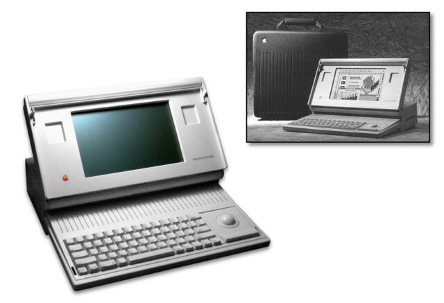 O Macintosh Portable foi o primeiro Mac portátil alimentado por bateria da Apple.