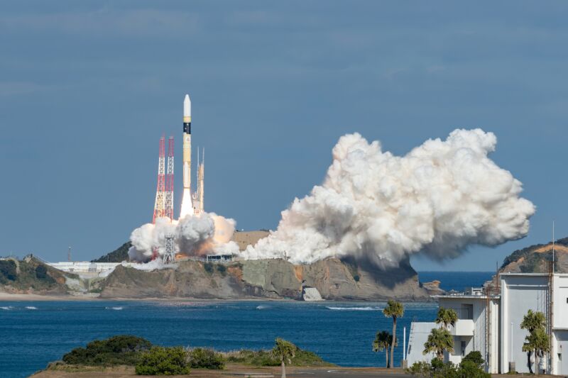 An H-IIA rocket lifts off with the IGS Optical-8 spy satellite.