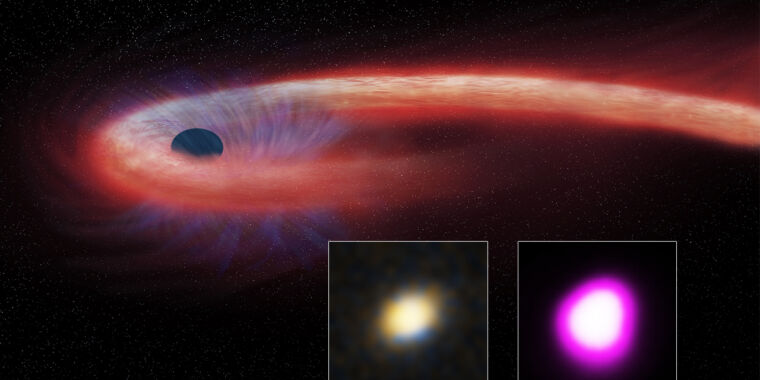 Explain why a black hole produces light when it tears apart a star