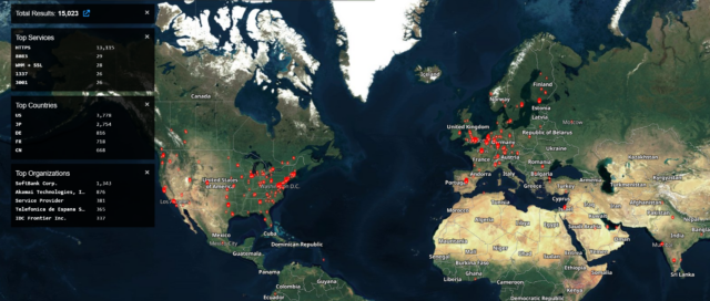 Map showing geographic location of ICS deployments, led by the US, Japan, Germany, France, and Canada.