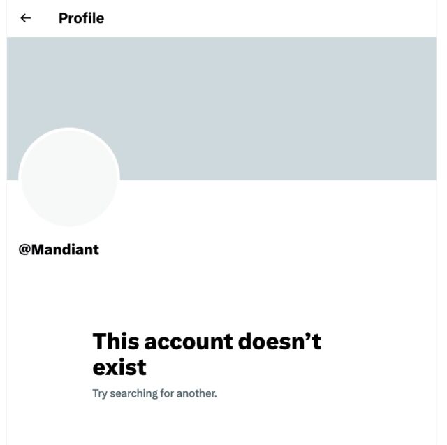Mandiant profile declaring "this account doesn't exist."