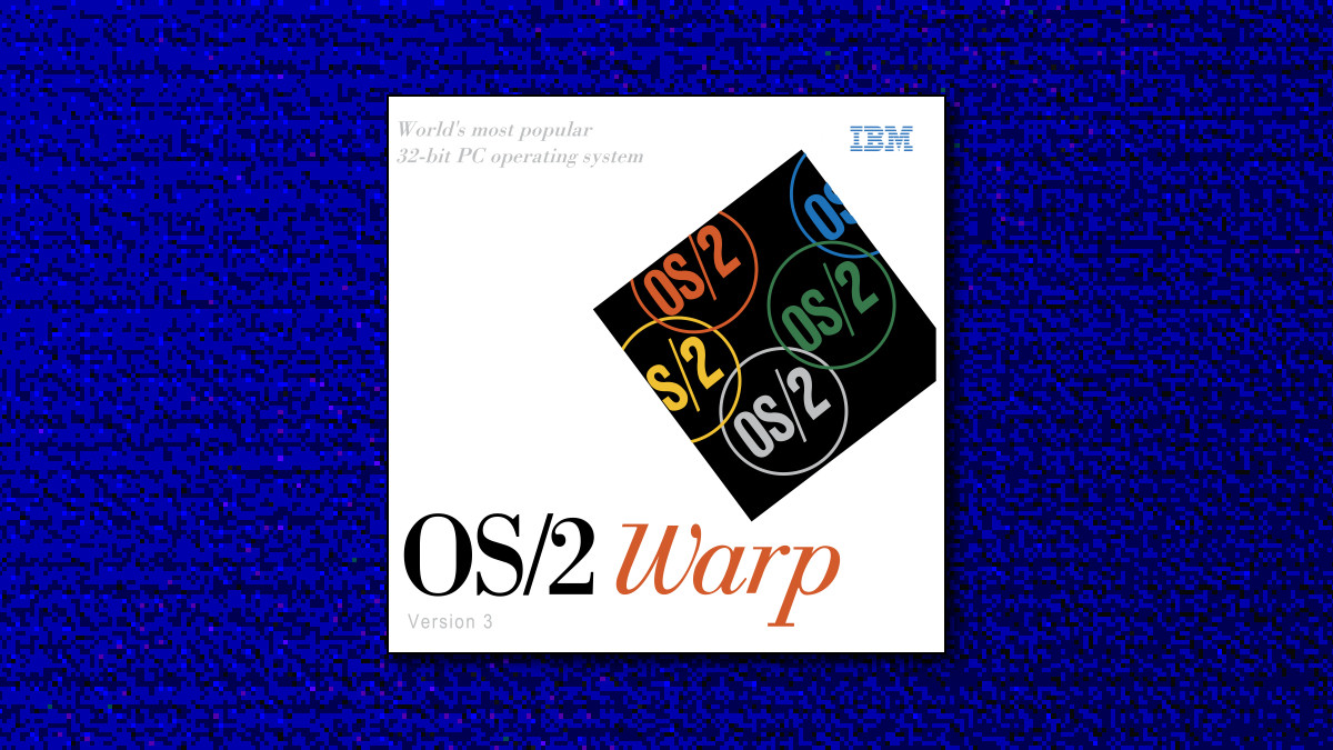 Box art for IBM OS/2 Warp version 3, an OS released in 1995 that competed with Windows.