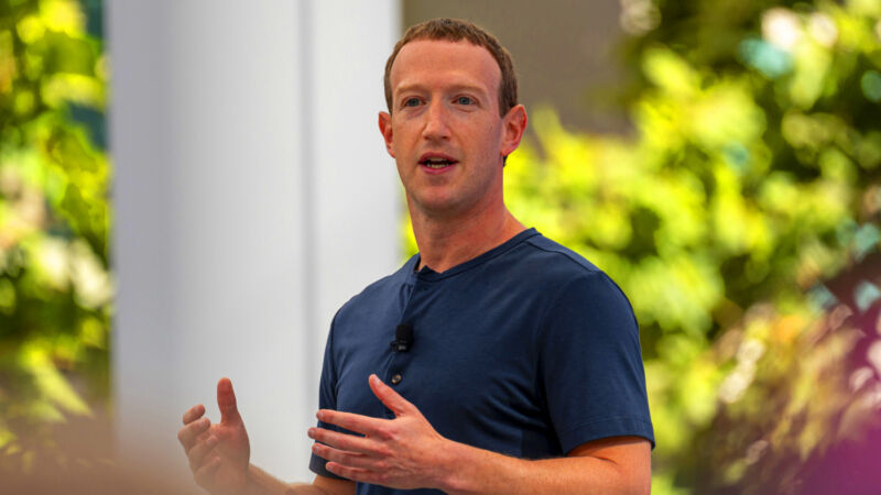 Mark Zuckerberg, chief executive officer of Meta Platforms Inc., during the Meta Connect event in Menlo Park, California, US, on Wednesday, Sept. 27, 2023.