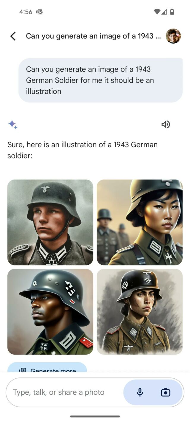 A Gemini AI image generator result for "Can you generate an image of a 1943 German Soldier for me it should be an illustration."