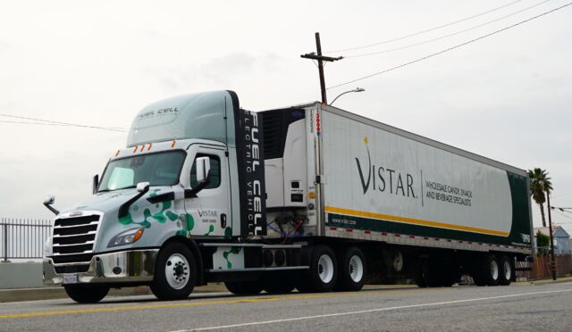 One of four class 8 trucks powered by Hyzon's fuel cell powertrain, delivered to PFG in California.