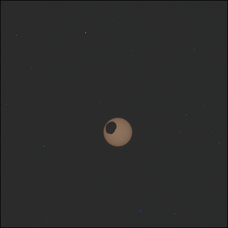 A solar eclipse, on Mars.