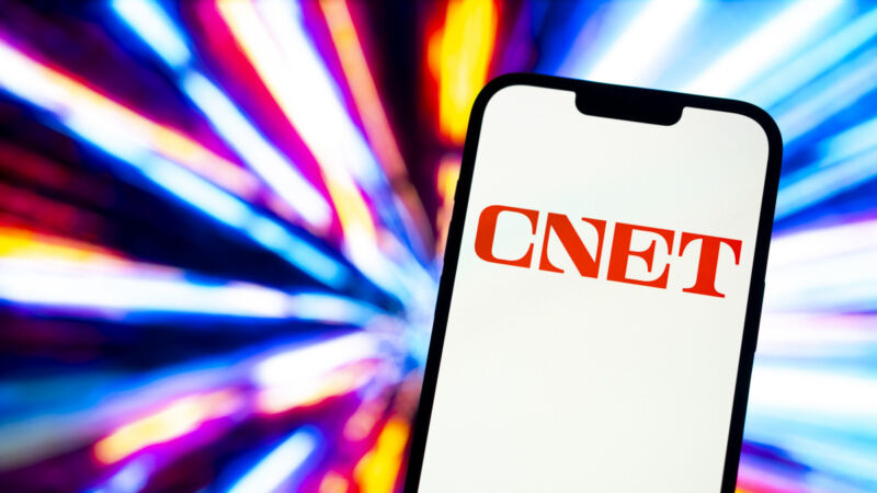 The CNET logo on a smartphone screen.