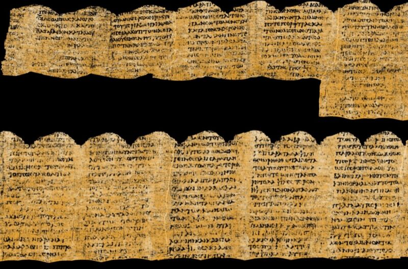 Texto de uno de los rollos de Herculano, invisible desde hace 2.000 años.