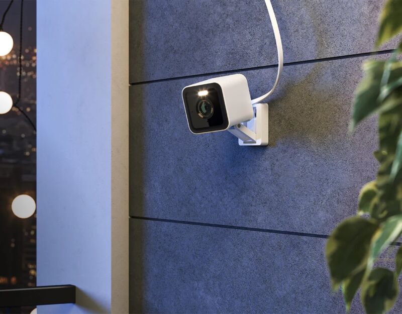 Wyze's Cam V3 Pro indoor/outdoor smart camera mounted outside