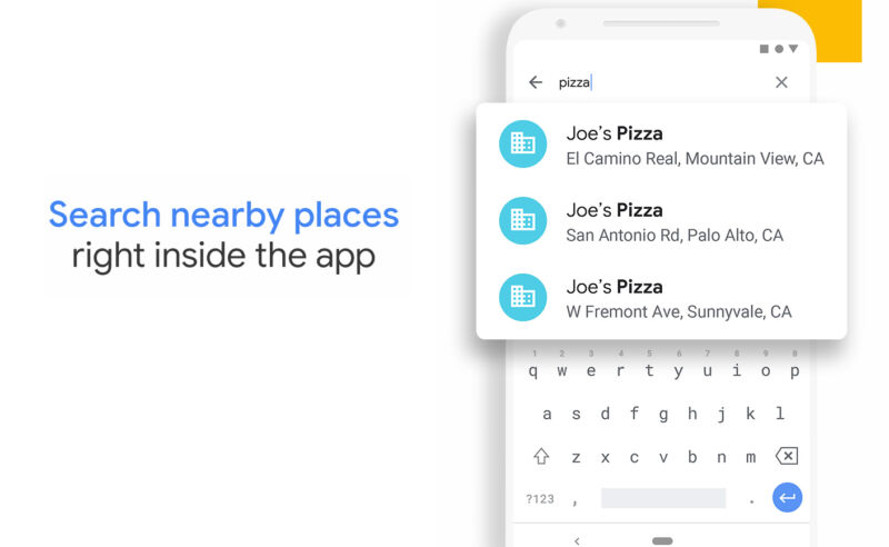 The Google Phone's Play Store listing still touts Nearby Places as a major feature. 