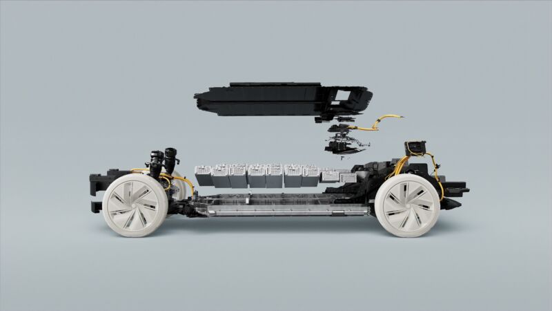 An illustration of a Volvo EV powertrain