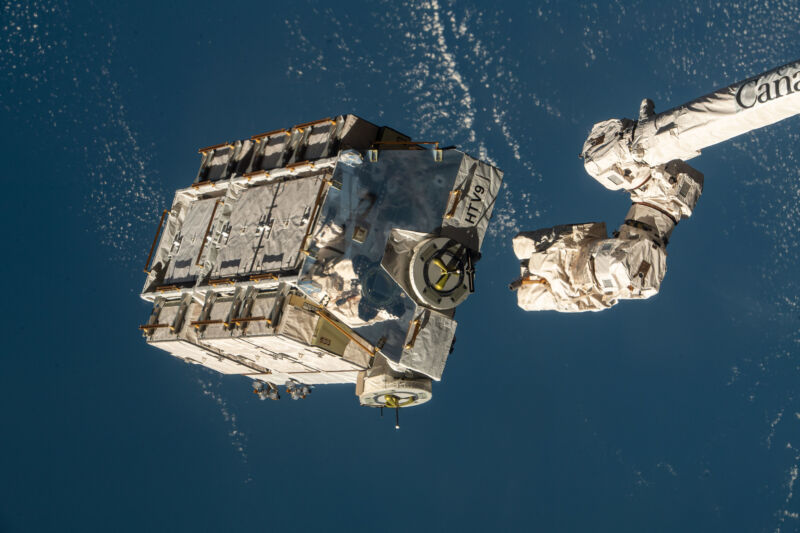 In March 2021, the International Space Station's robotic arm released a cargo pallet with nine expended batteries.