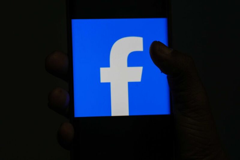 The Facebook app logo is being displayed on a mobile phone in Colombo, Sri Lanka, on March 5, 2024.