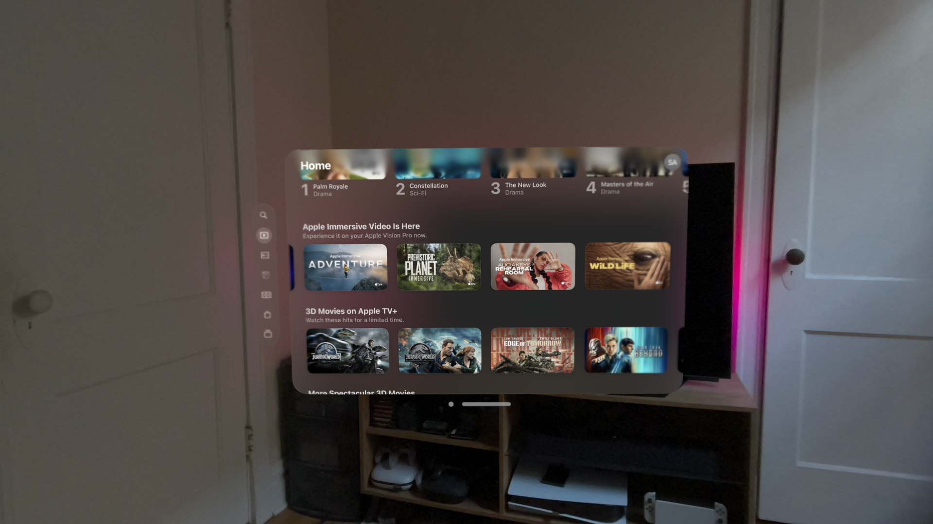 A Vision Pro TV app window