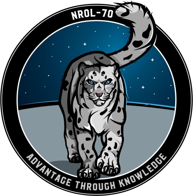 NRO mission patches are often an enigma. The patch for this mission, officially codenamed NROL-70, features a snow leopard. 
