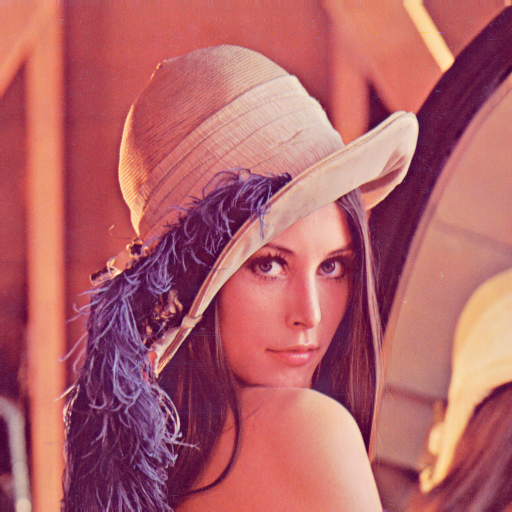 The original 512×512 "Lenna" test image, which is a cropped portion of a 1972 Playboy centerfold.