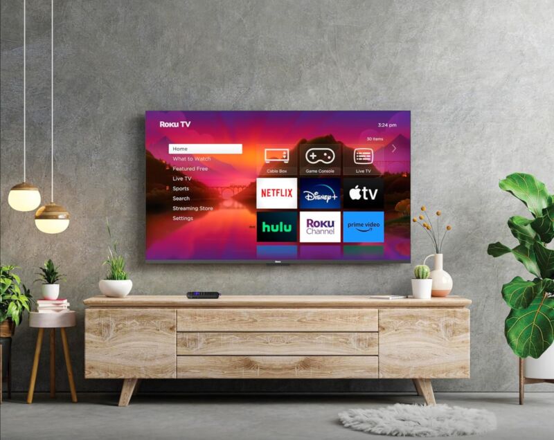 A promotional image for a Roku TV.