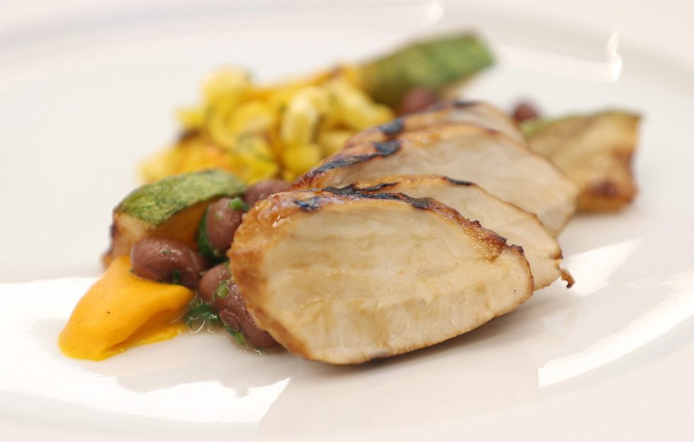 A dish made with Good Meat’s cell-cultivated chicken is displayed at the Eat Just office on July 27, 2023, in Alameda, Calif. 