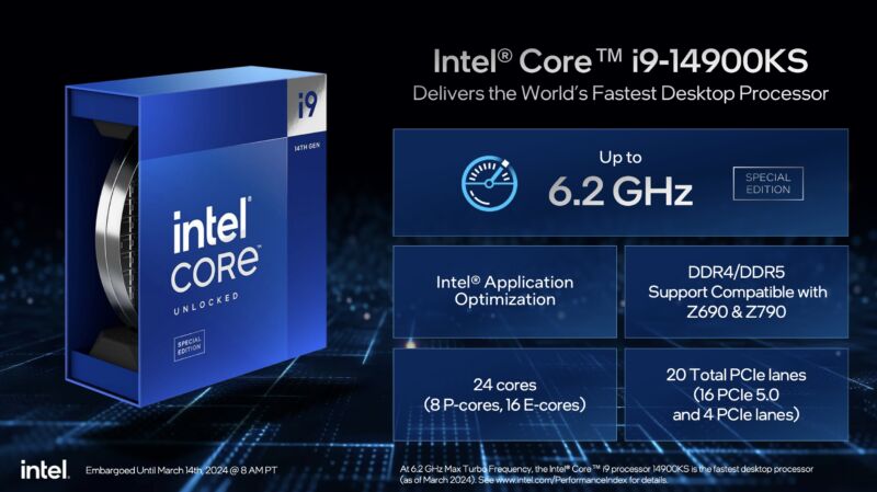 El i9-14900KS de gama alta de Intel.