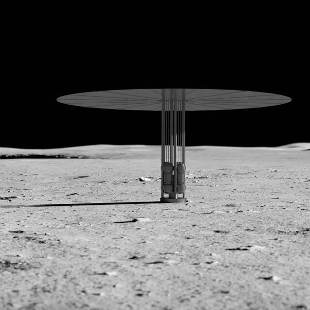 Artist's illustration of a nuclear reactor on the Moon.