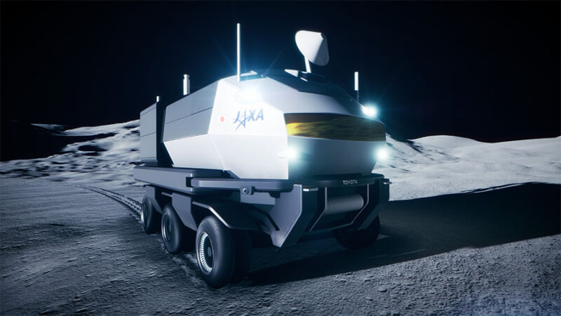 Ilustración artística del diseño de un vehículo lunar presurizado concebido por Toyota y la Agencia de Exploración Aeroespacial de Japón.