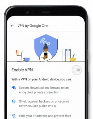 The Google One VPN settings.
