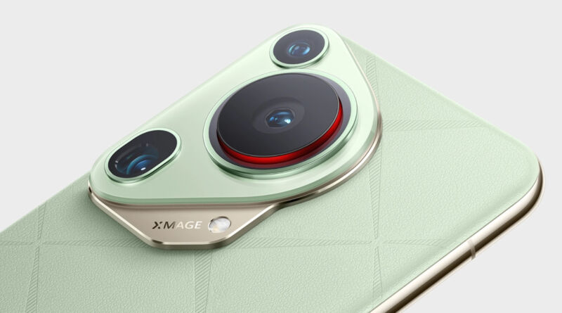 El Huawei Pura 70 Ultra.  Ese anillo rojo alrededor de la lente de la cámara indica lo lejos que se mueve. 