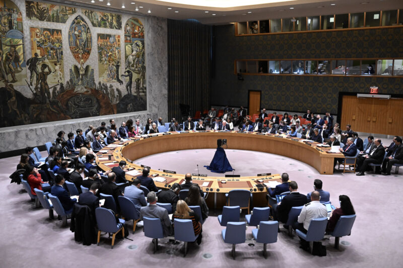 A meeting of the UN Security Council on April 14.