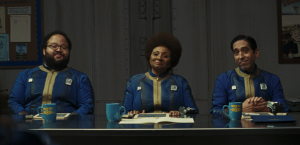 A panel of Vault leaders interviews someone across a table