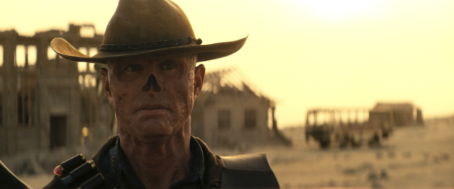 A zombified man with a cowboy hat