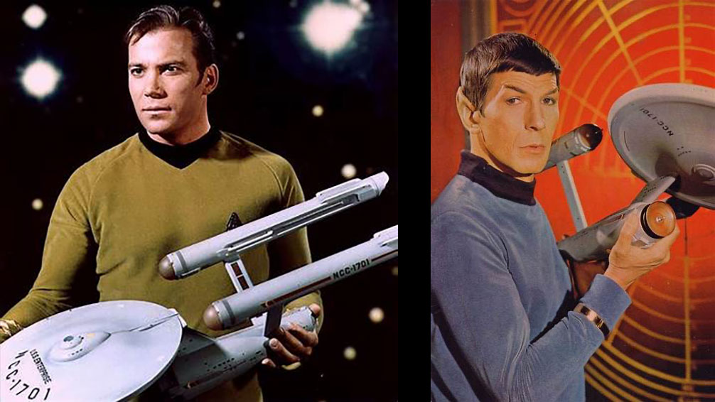Promotional images of the model with William Shatner and Leonard Nimoy.