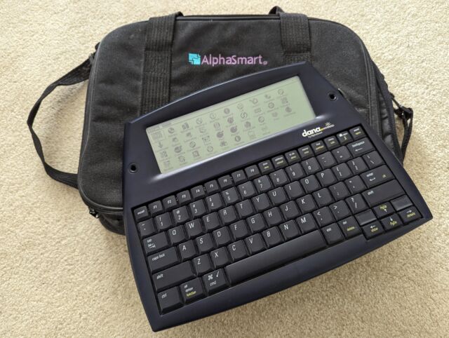 The AlphaSmart Dana wireless, the closest thing you’ll ever see to a Palm laptop.