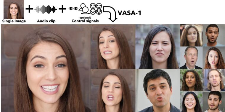 photo of Microsoft’s VASA-1 can deepfake a person with one photo and one audio track image