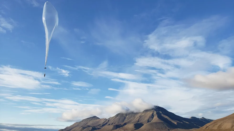 A WindBorne Global Sounding Balloon over Svalbard, Norway.