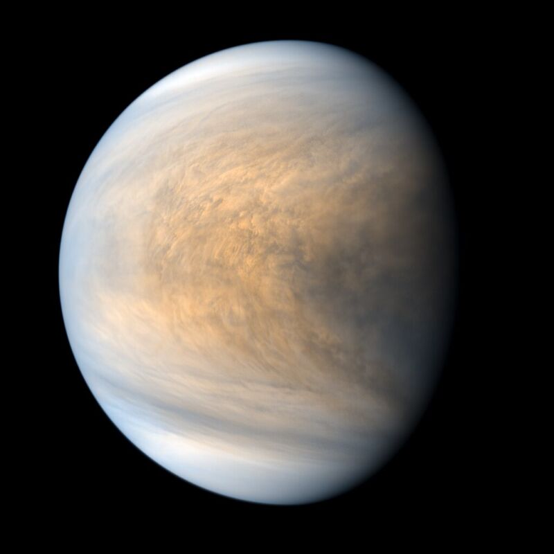 Processed image of Venus captured by the Akatsuki spacecraft.

