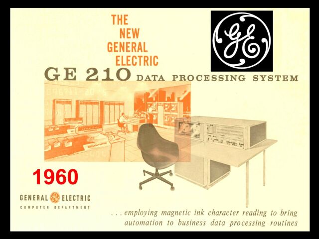 Folleto del ordenador GE 210 de 1964. Los creadores de BASIC utilizaron un ordenador similar cuatro años más tarde para desarrollar el lenguaje de programación.