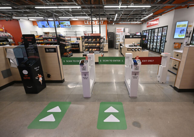 An Amazon Go store in Whittier, Calif., featuring "Just Walk Out" technology. 