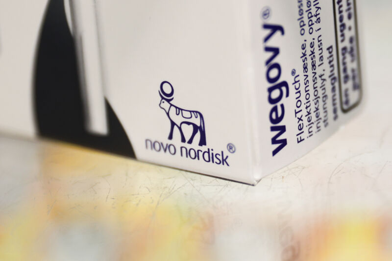 Packaging for Wegovy, manufactured by Novo Nordisk, is seen in this illustration photo.