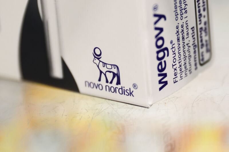 De verpakking voor Wegovy, vervaardigd door Novo Nordisk, is te zien in deze illustratie.