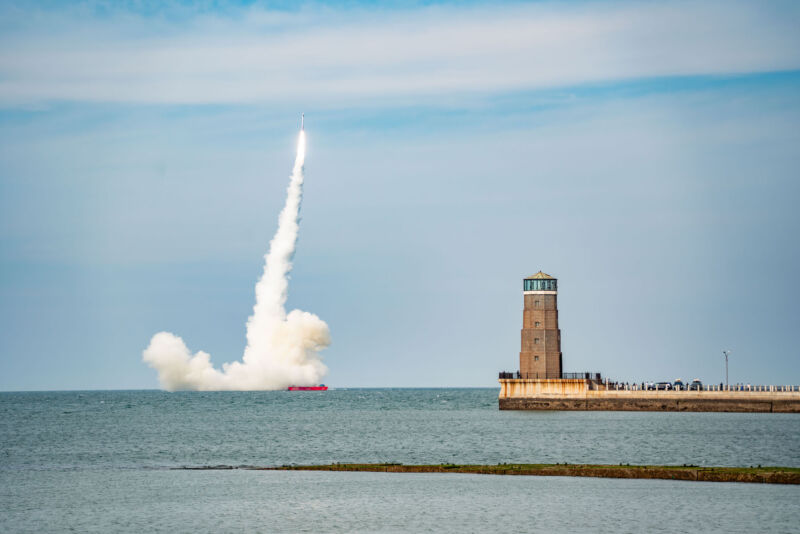 A sea-borne variant of the commercial Ceres 1 rocket lifts off near the coast of Rizhao, a city of 3 million in China's Shandong province.