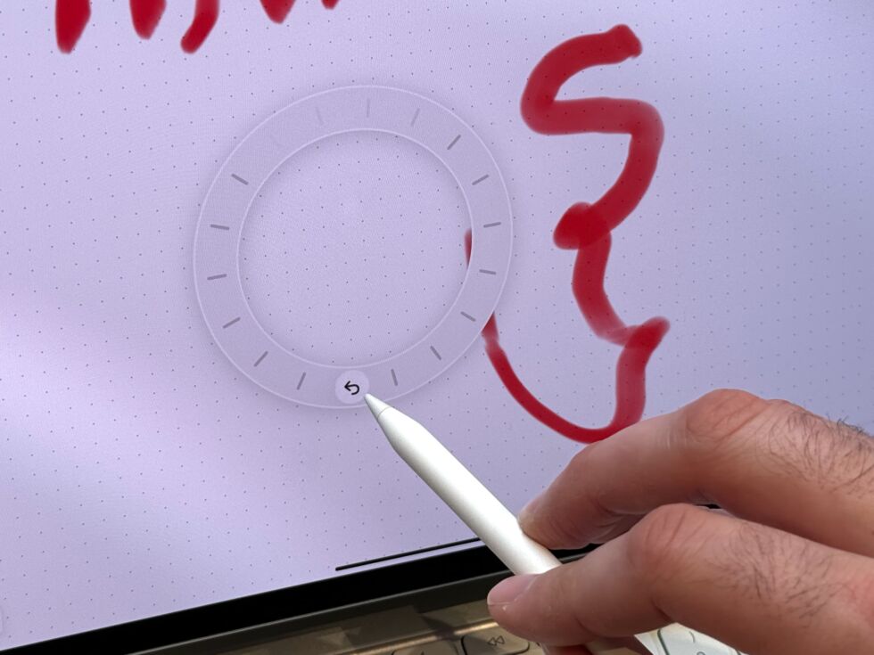 A radial undo and redo menu, which you bring up by holding the Pencil down on either the undo or redo button.